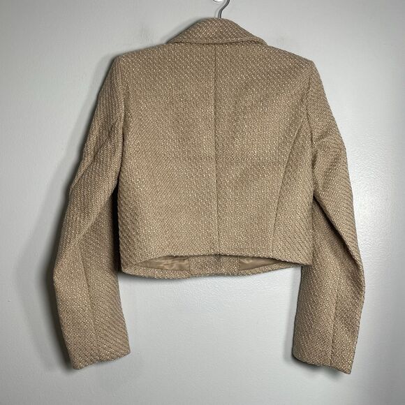 ABERCROMBIE & FITCH Cropped Tweed Blazer Small Beige Brown NEW Preppy Casual - Picture 5 of 9